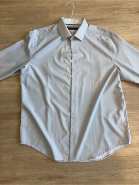 Report Collection Blue Micro-Check Dress Shirt